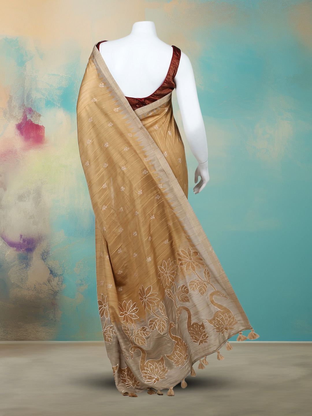 Printed &amp; Embroidered Booti Art Silk Saree