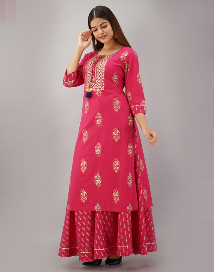 Printed Cotton Kurti With Palazzo