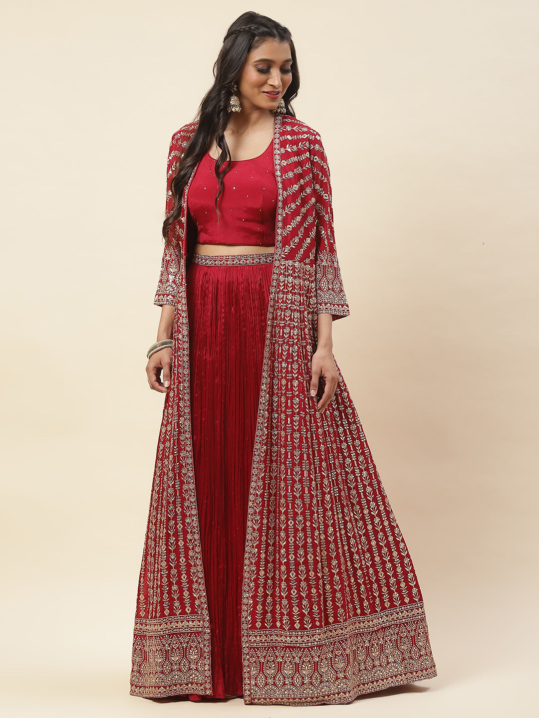 Sequin Embroidery Crepe Lehenga Choli with Jacket
