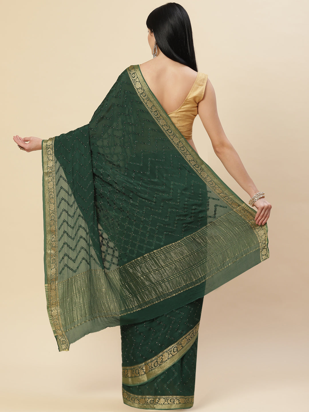 Embroidered Crepe Saree