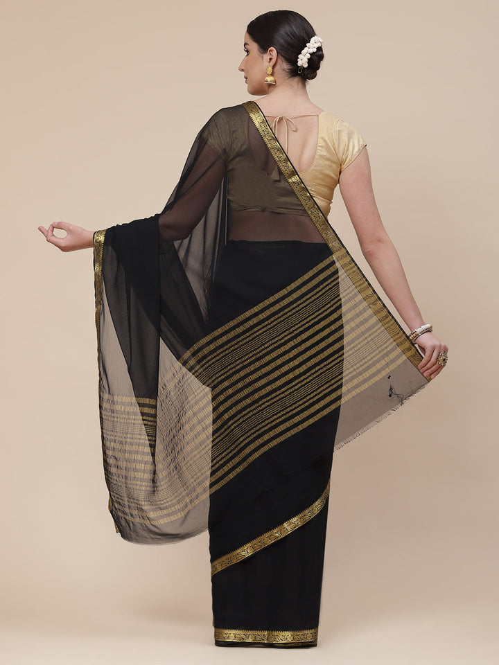 Piped Border Chiffon Plain Saree