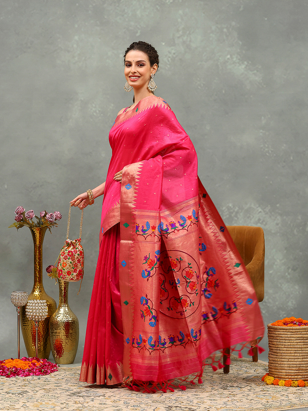 Paithani Woven Design Tussar Saree