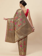 Floral Zari Jaal Cotton Woven Saree