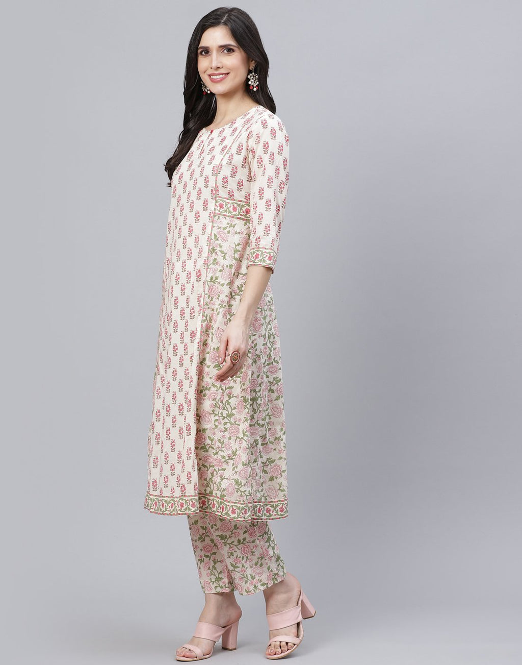 Floral Print Cotton Kurti Pant Set