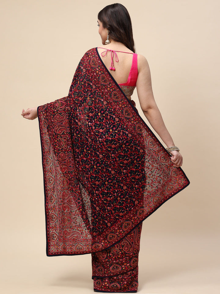 Resham Jaal Embroidered Georgette Saree