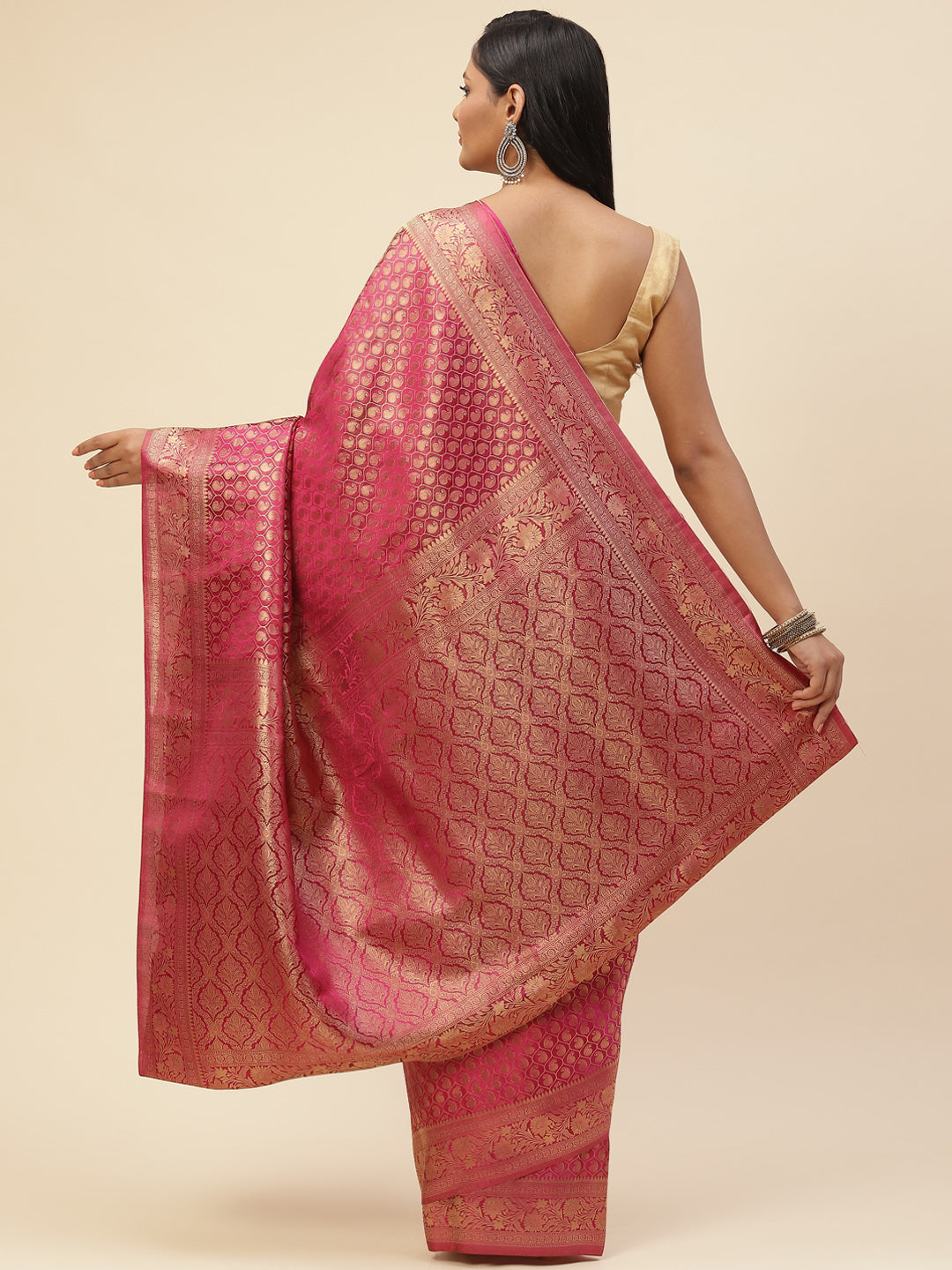 Brocade Zari Jaal Satin Woven Saree