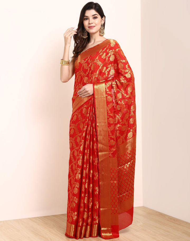 Red Art Crepe Saree