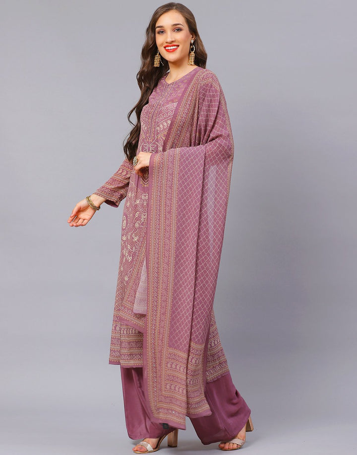 Straight Crepe Salwar Kameez Stitched Suit