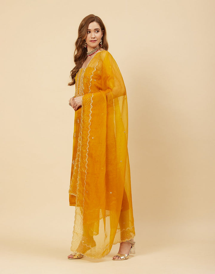 Embroidered Organza Suit Piece With Dupatta