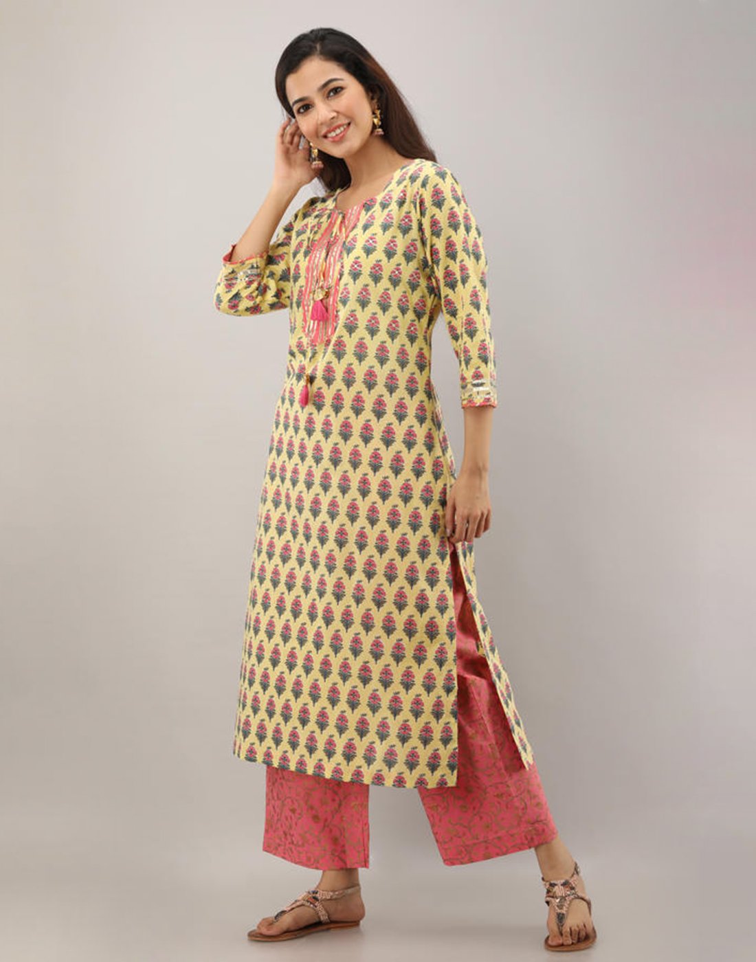 Printed Cotton Kurti with Pant
