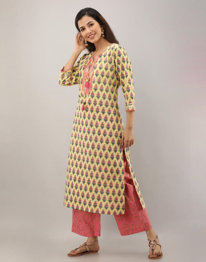 Printed Cotton Kurti with Pant
