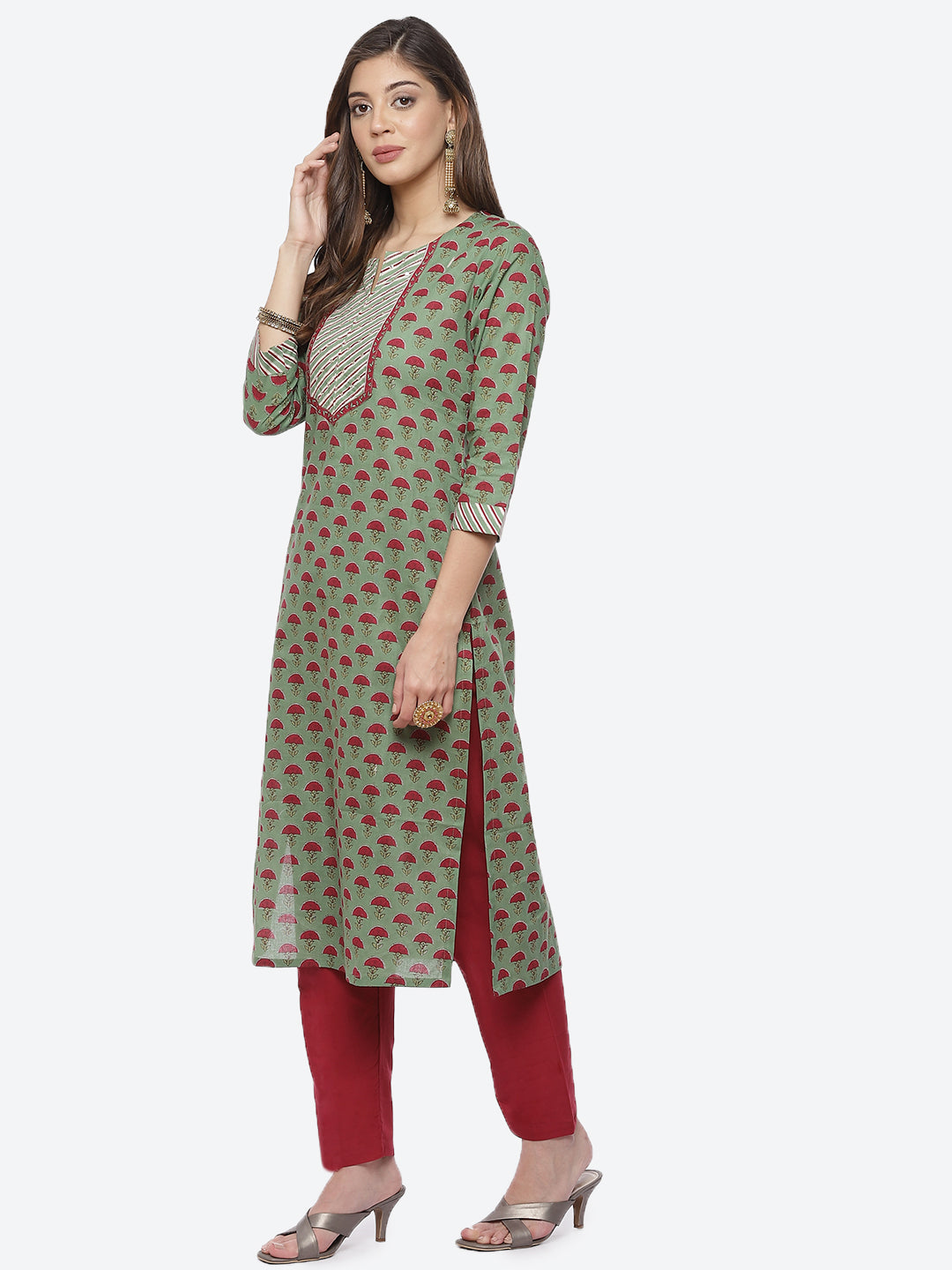 Floral Printed Cotton Kurta With Pant