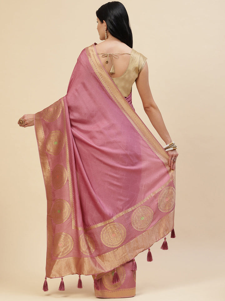 Zari Border Booti Banarasi Woven Saree