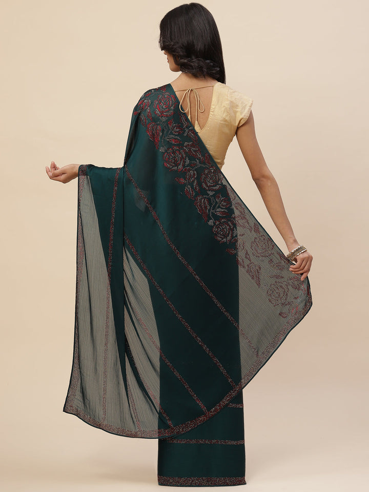 Stone Embroidered Chiffon Saree