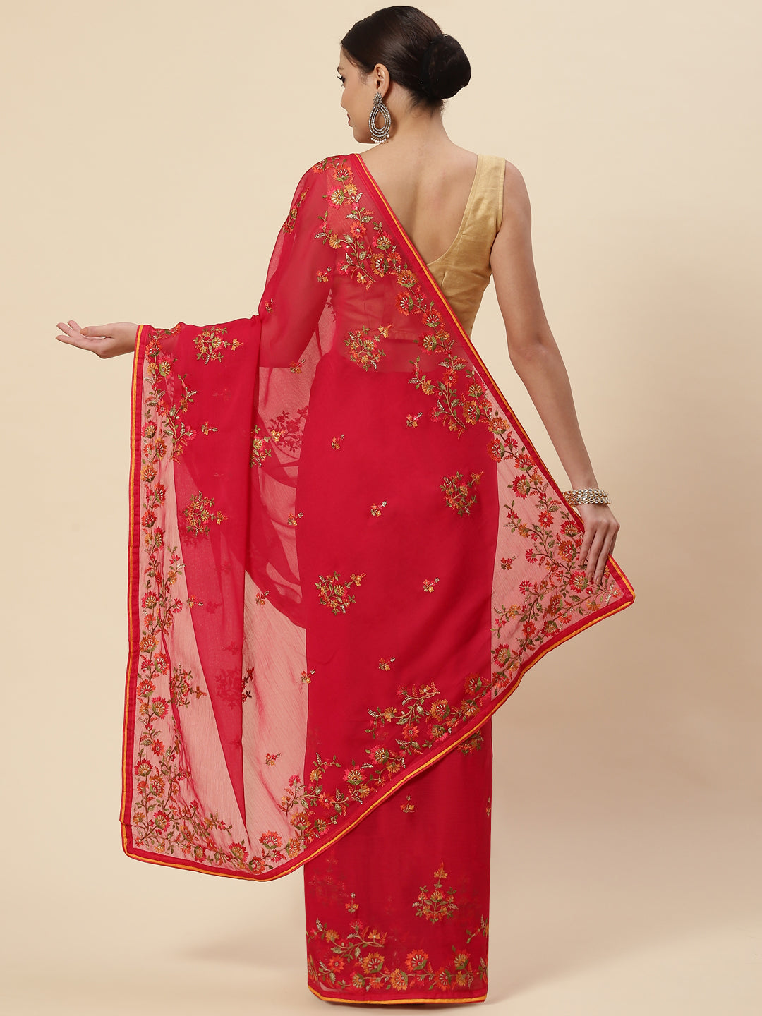 Resham Jaal Embroidered Chiffon Saree