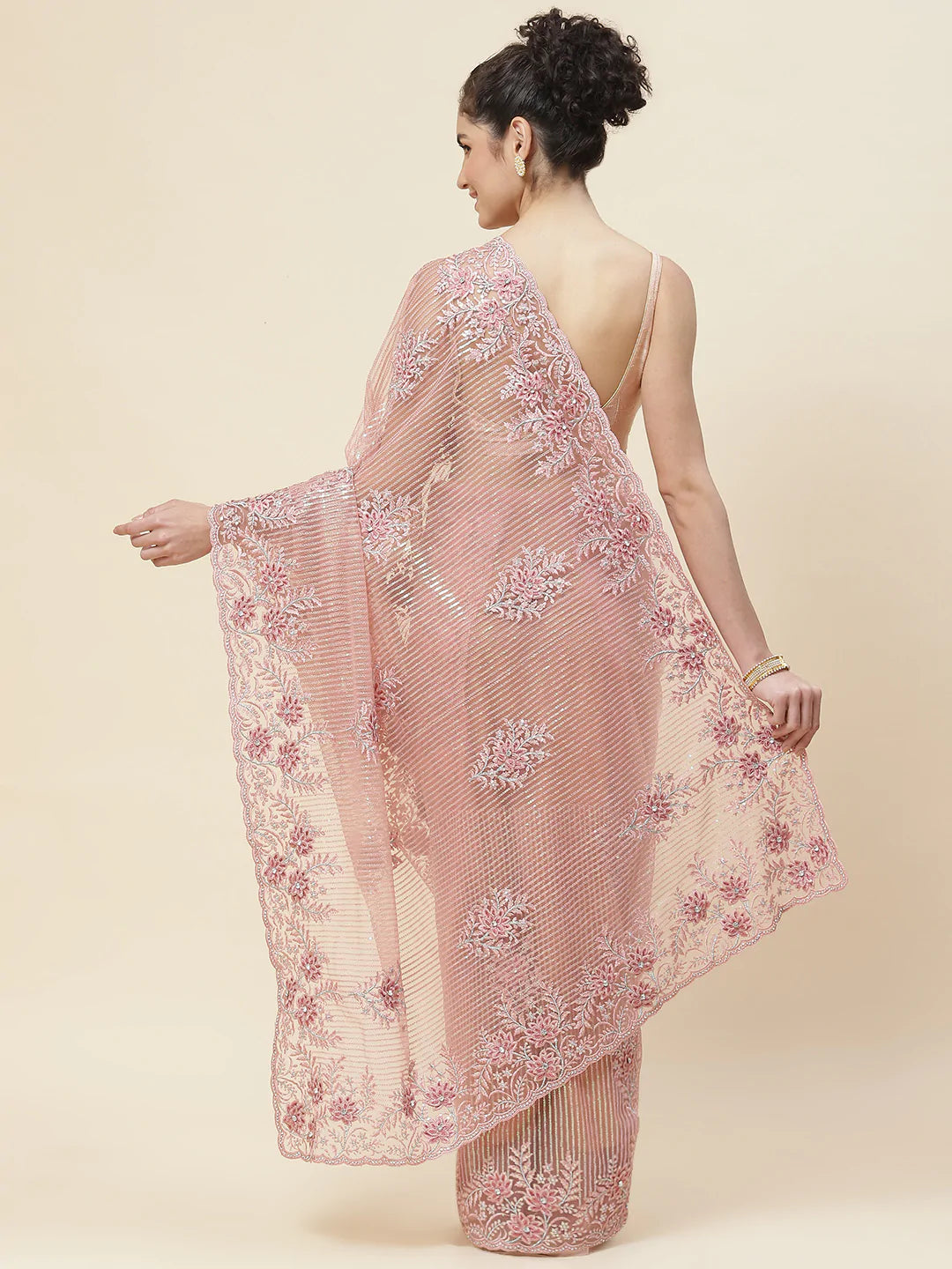 Swarovski Jaal Embroidered Net Saree