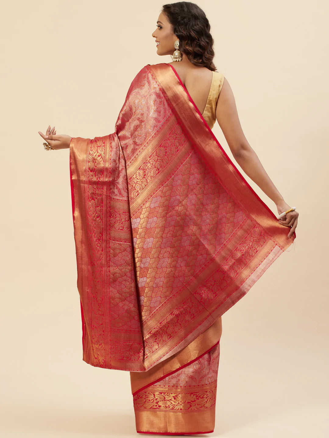 Brocade Zari Jaal Handloom Woven Saree