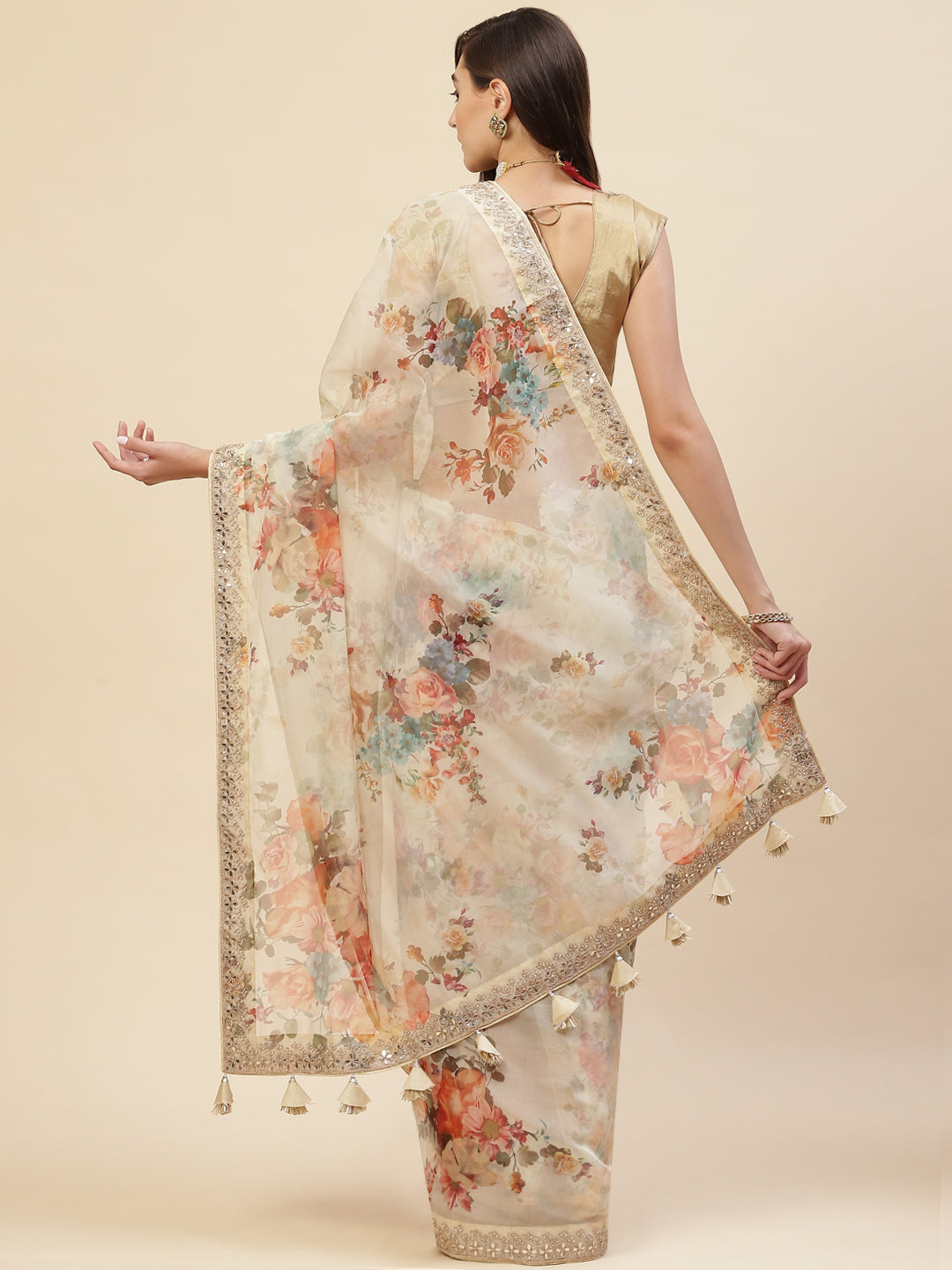 Floral Digital Printed Organza Saree