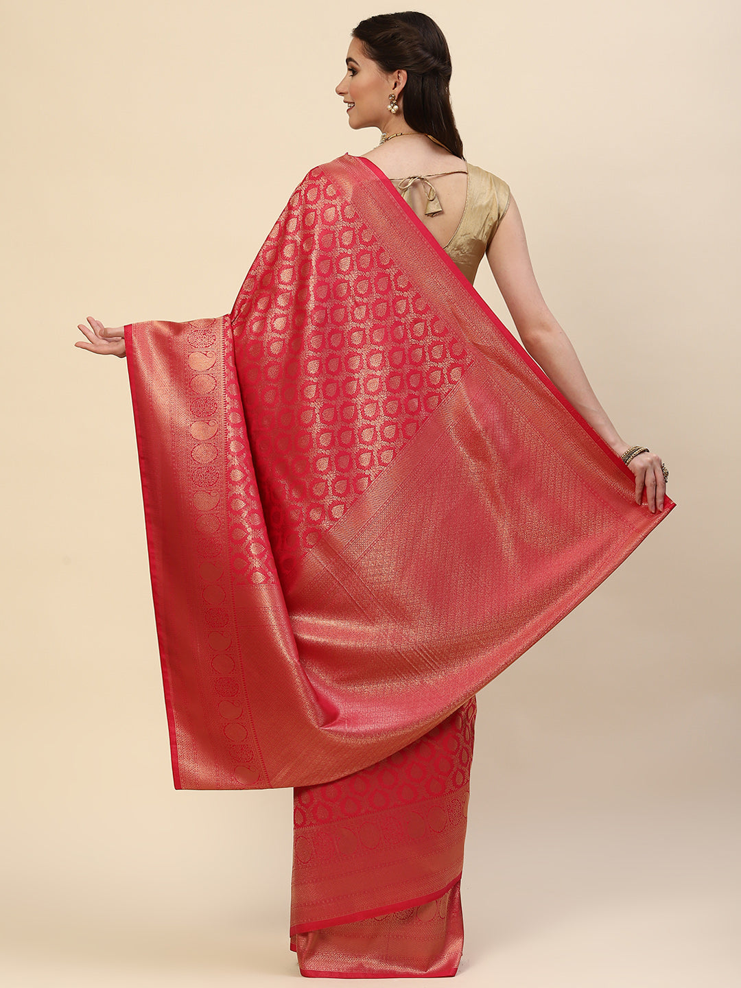 Brocade Zari Jaal Handloom Woven Saree