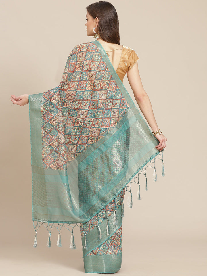 Printed Cotton Chanderi Saree