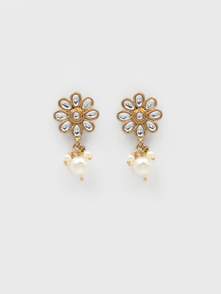 Gold &amp; White Drop &amp; Dangler Earrings
