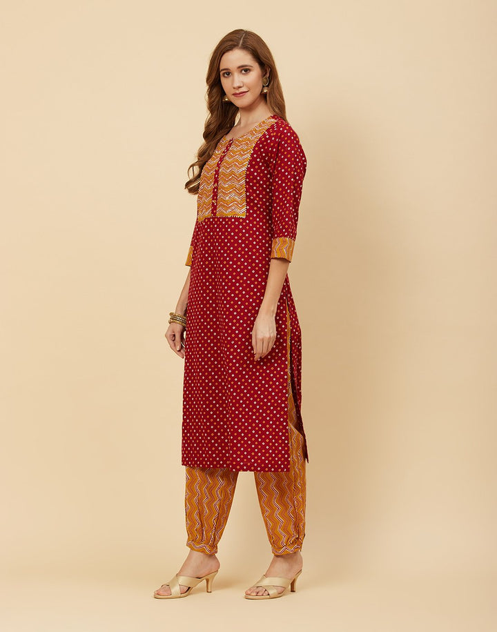 Printed Cotton Kurti With Salwar