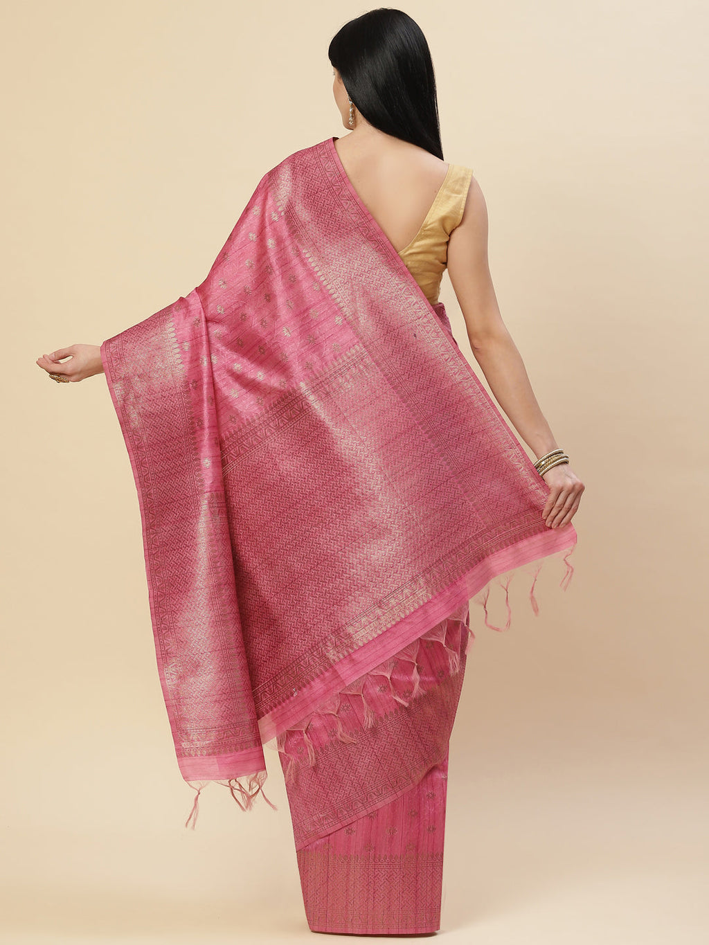 Zari Booti Tussar Woven Saree
