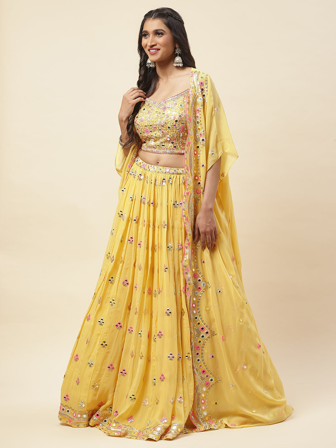 Georgette Lehenga Choli With Jacket
