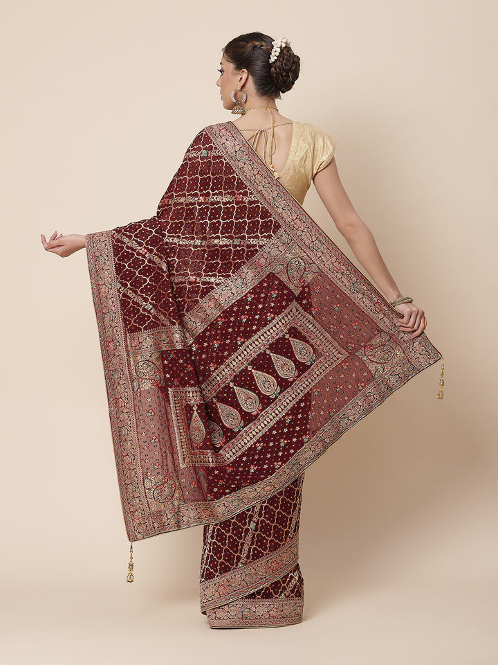 Gharchola Banarsi Handloom Embroided Saree