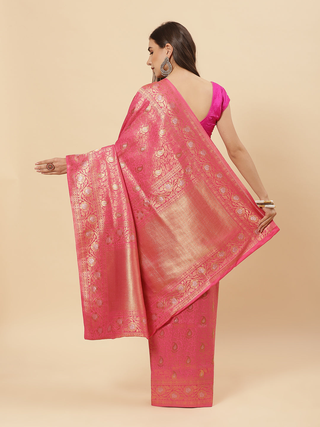 Art Handloom Saree with Zari Jaal Border