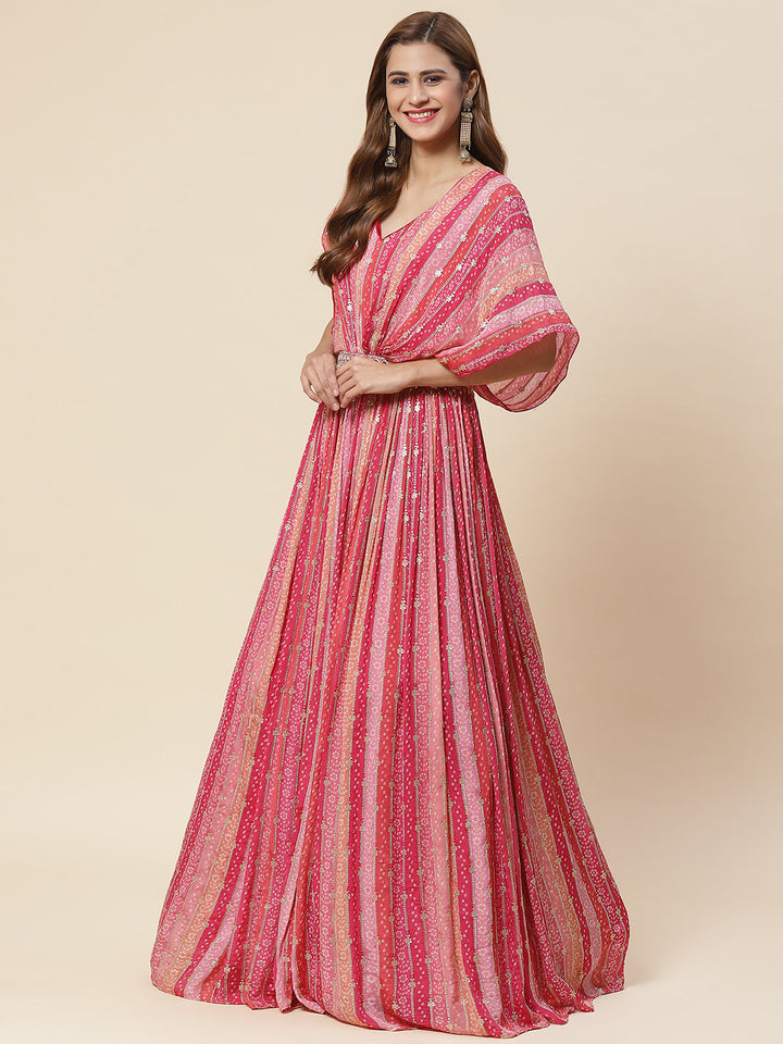 Sequin Zari Embroidered Crepe Gown Dress