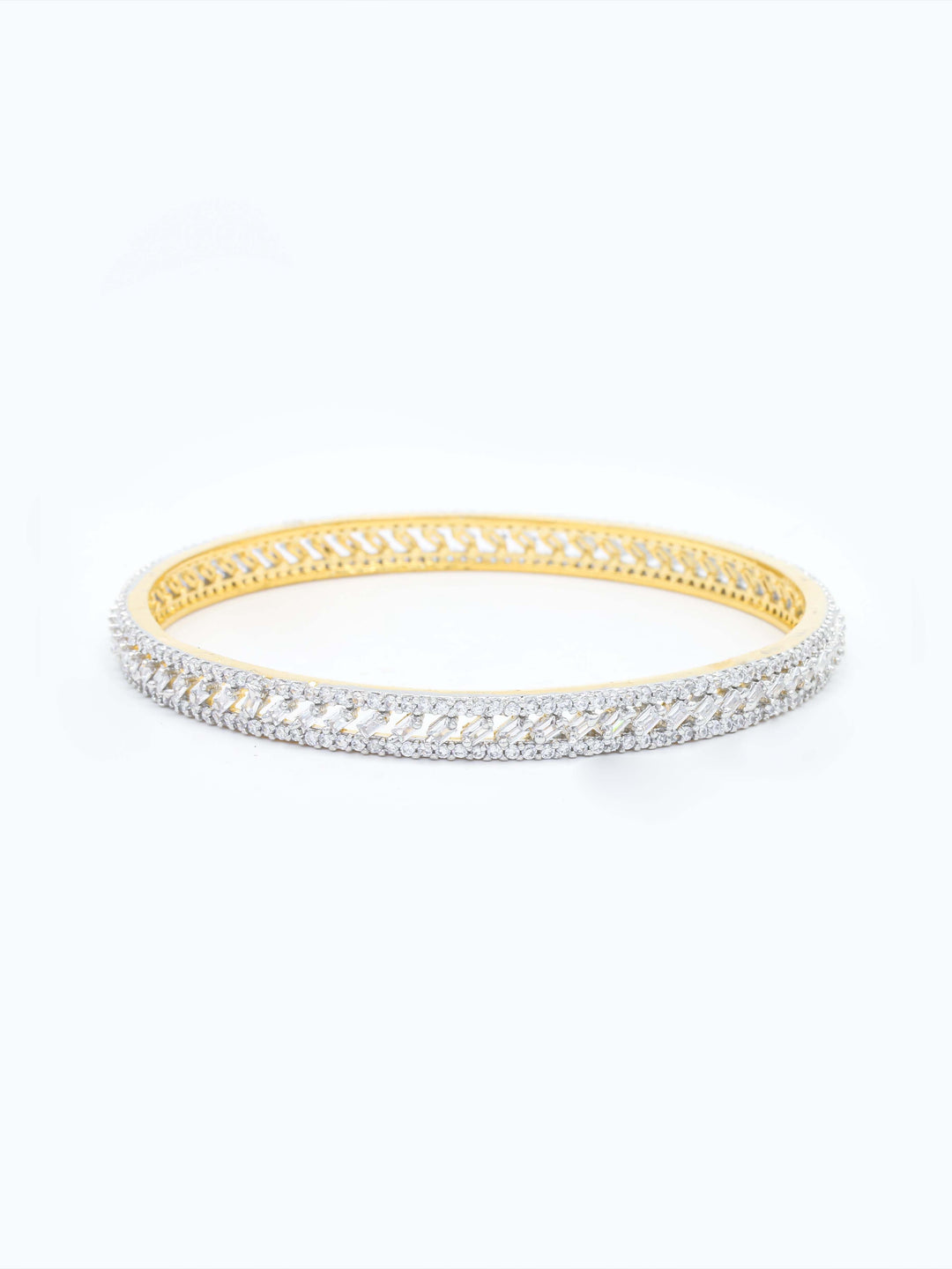 Silver &amp; White AD Bangle Set