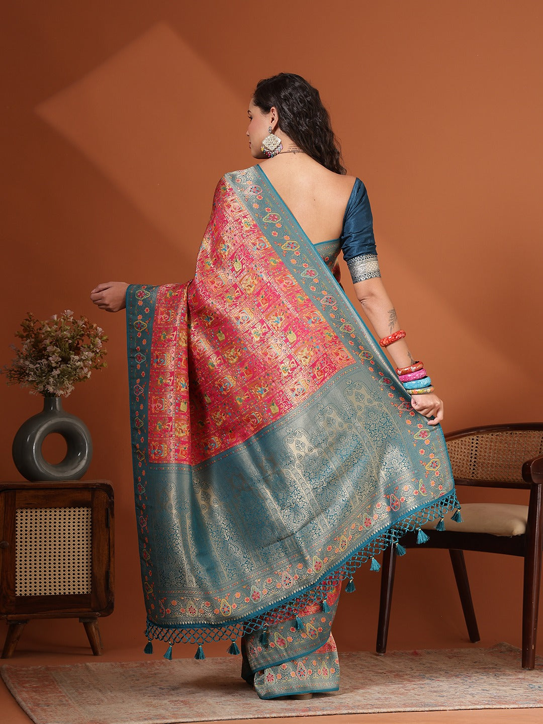 Woven Design Satin Saree