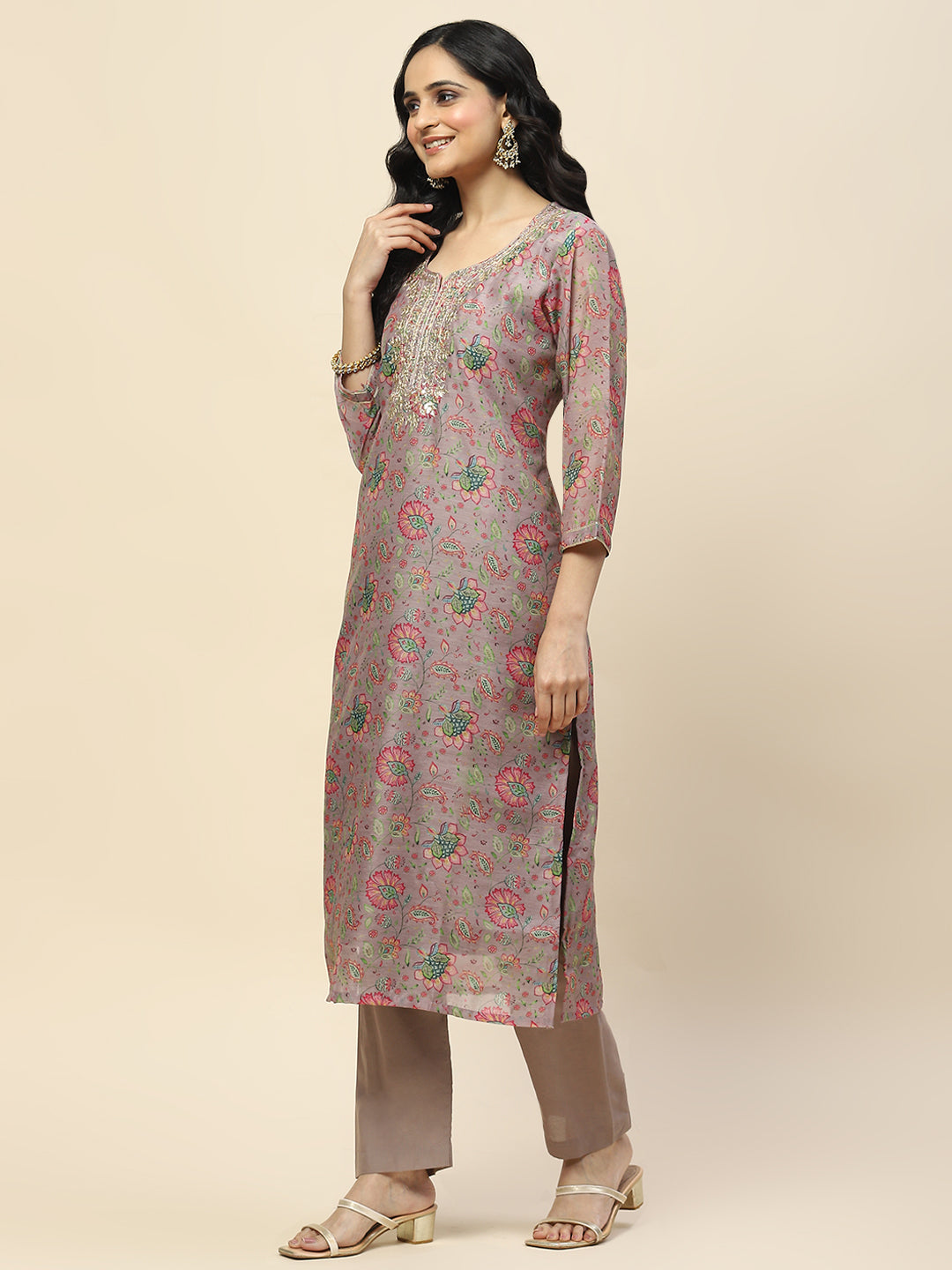 Gota Work Chanderi Kurta With Pants