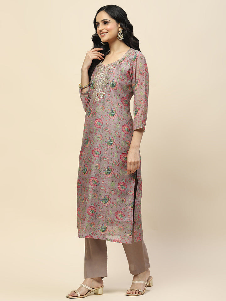 Gota Work Chanderi Kurta With Pants
