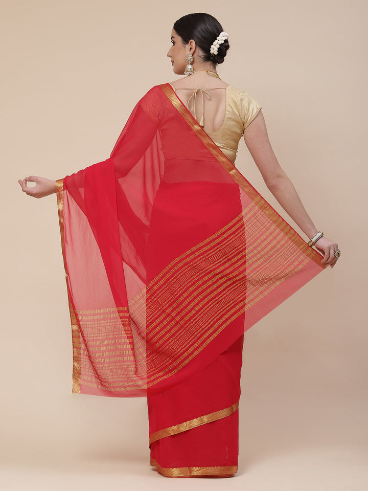 Piped Border Chiffon Plain Saree