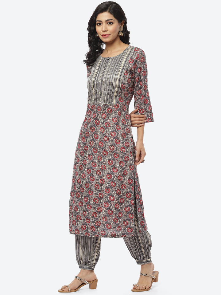 Printed Cotton Kurti With Afghani Pant