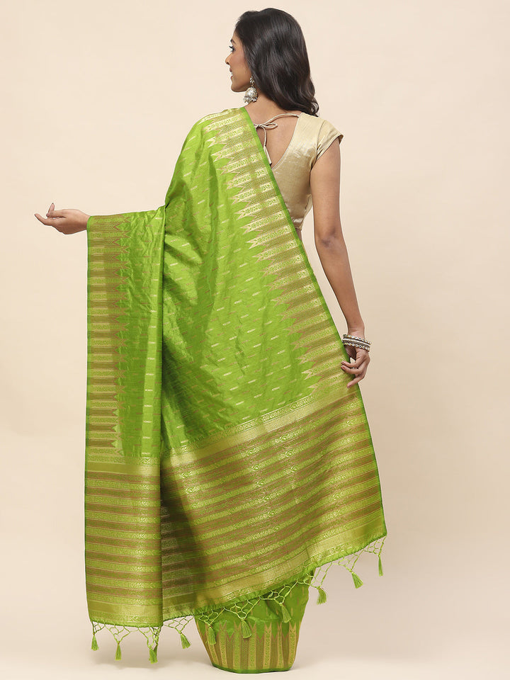 Zari Border Booti Woven Handloom Saree