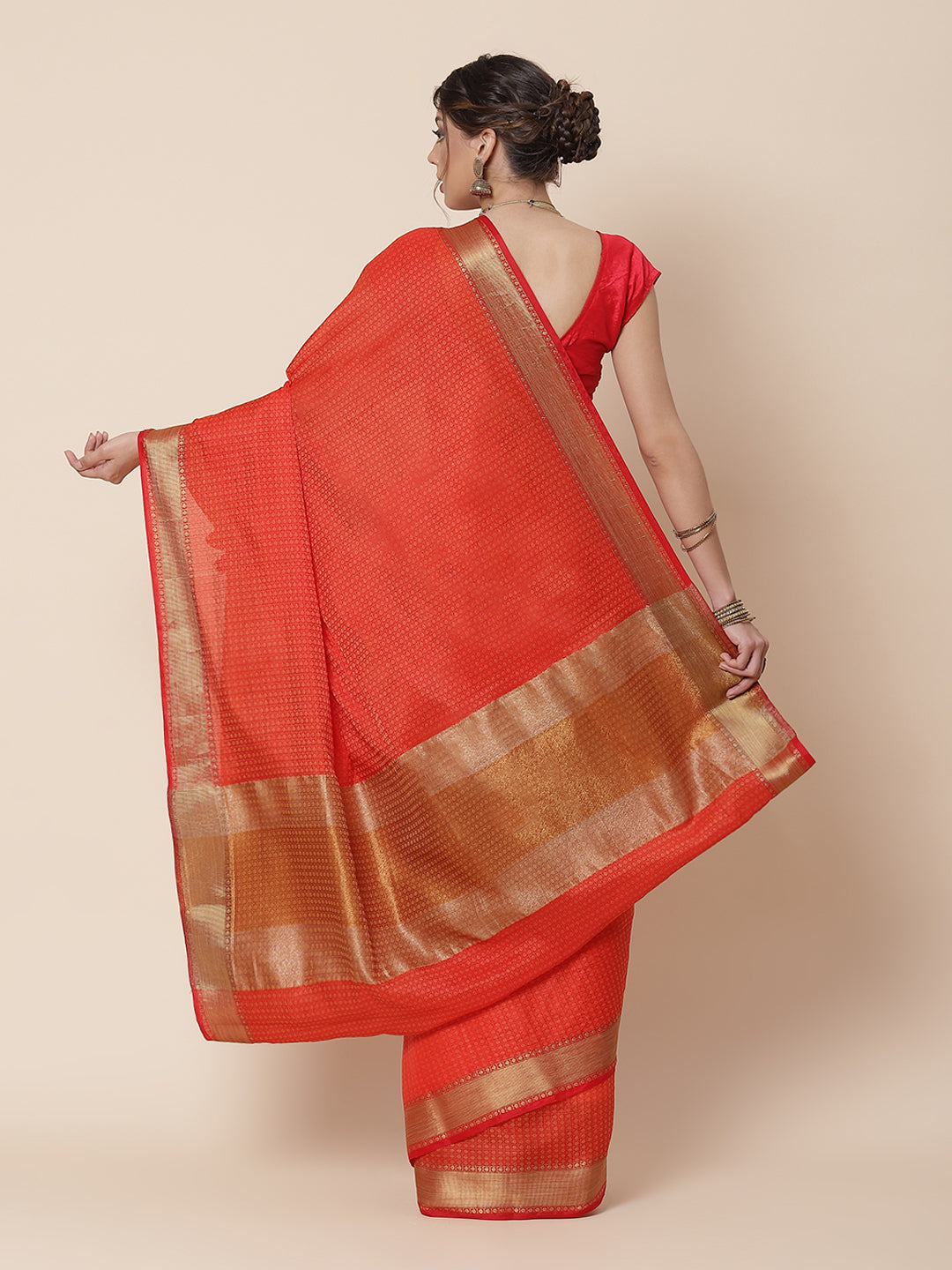 Jacquard Zari Border Art Handloom Woven Saree