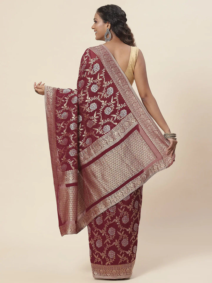 Zari Border Booti Handloom Woven Saree