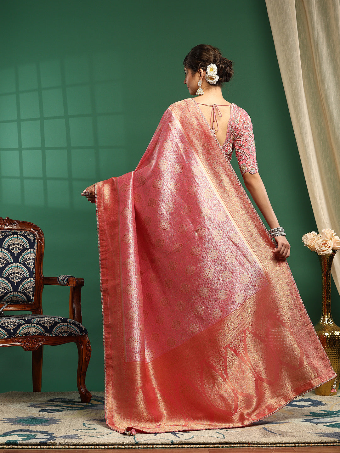 Embroidered Dola Silk Saree