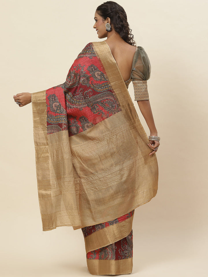 Printed Tussar Saree