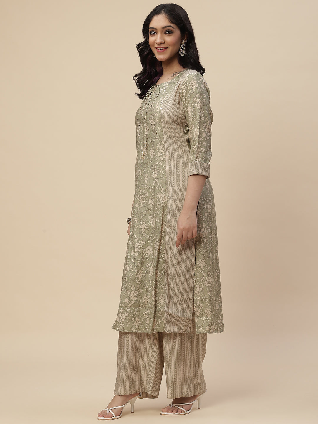 Printed Crepe Kurta With Palazzo