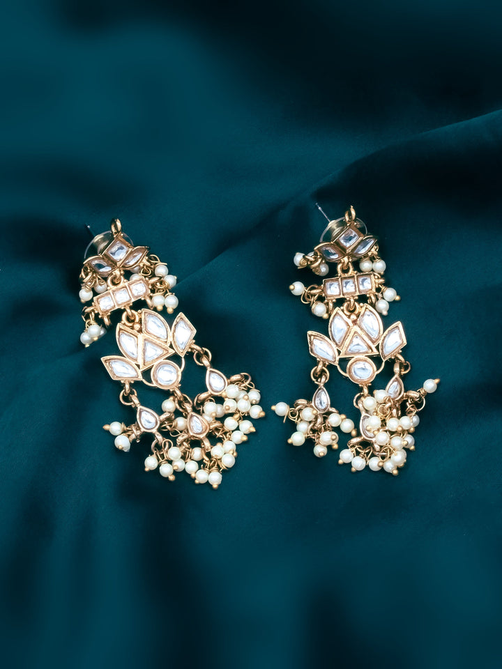 Gold &amp; White Drop &amp; Dangler Earrings