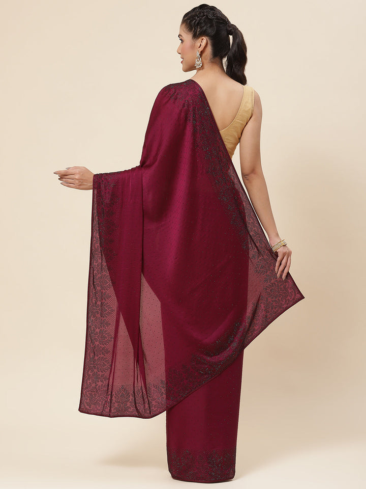 Stone Embroidered Satin Saree