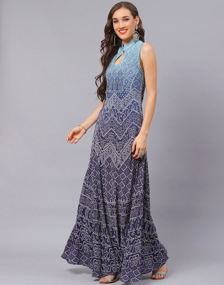 Blue and Peach Pink Dress