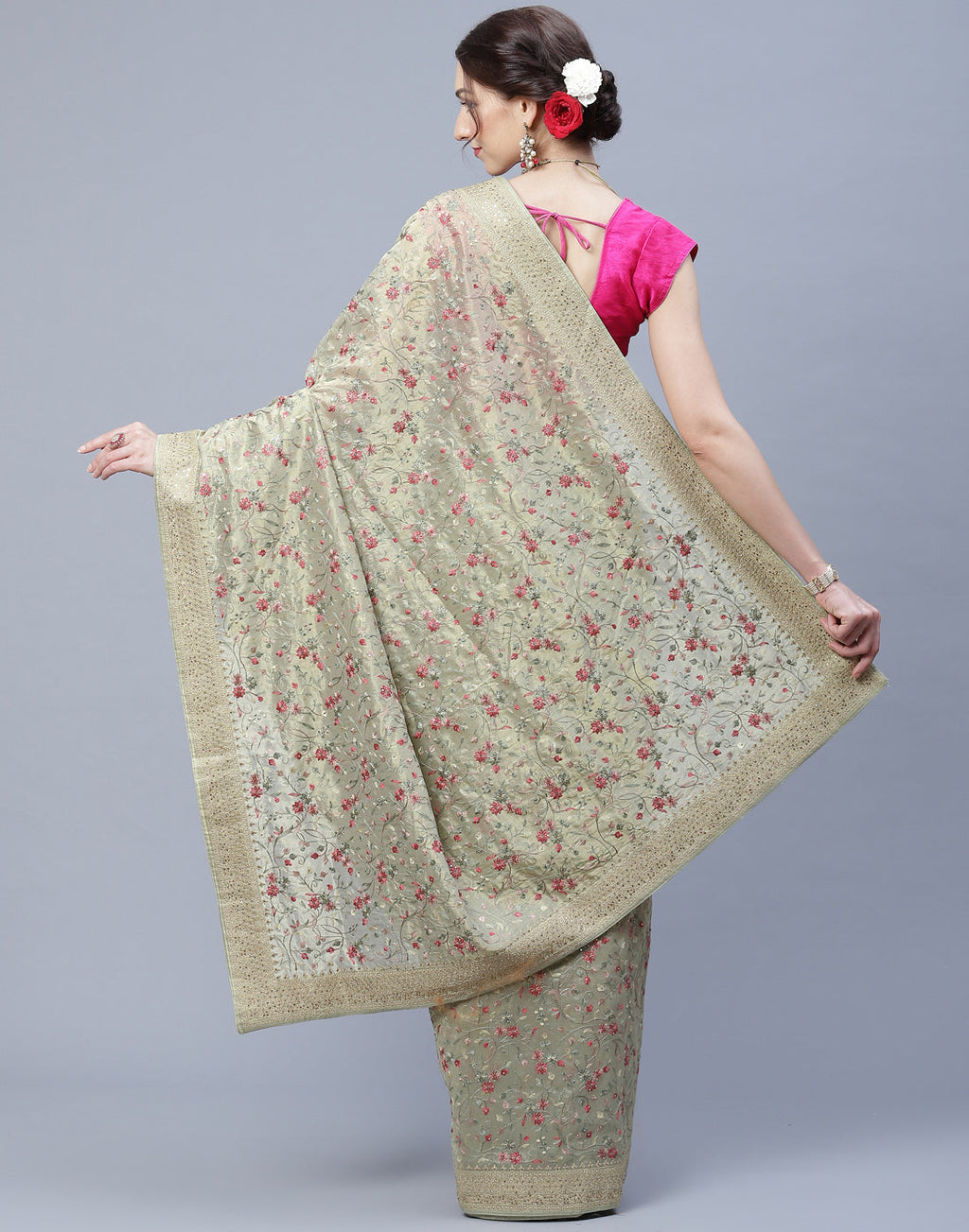 Banarasi Tissue Saree With Embroidery