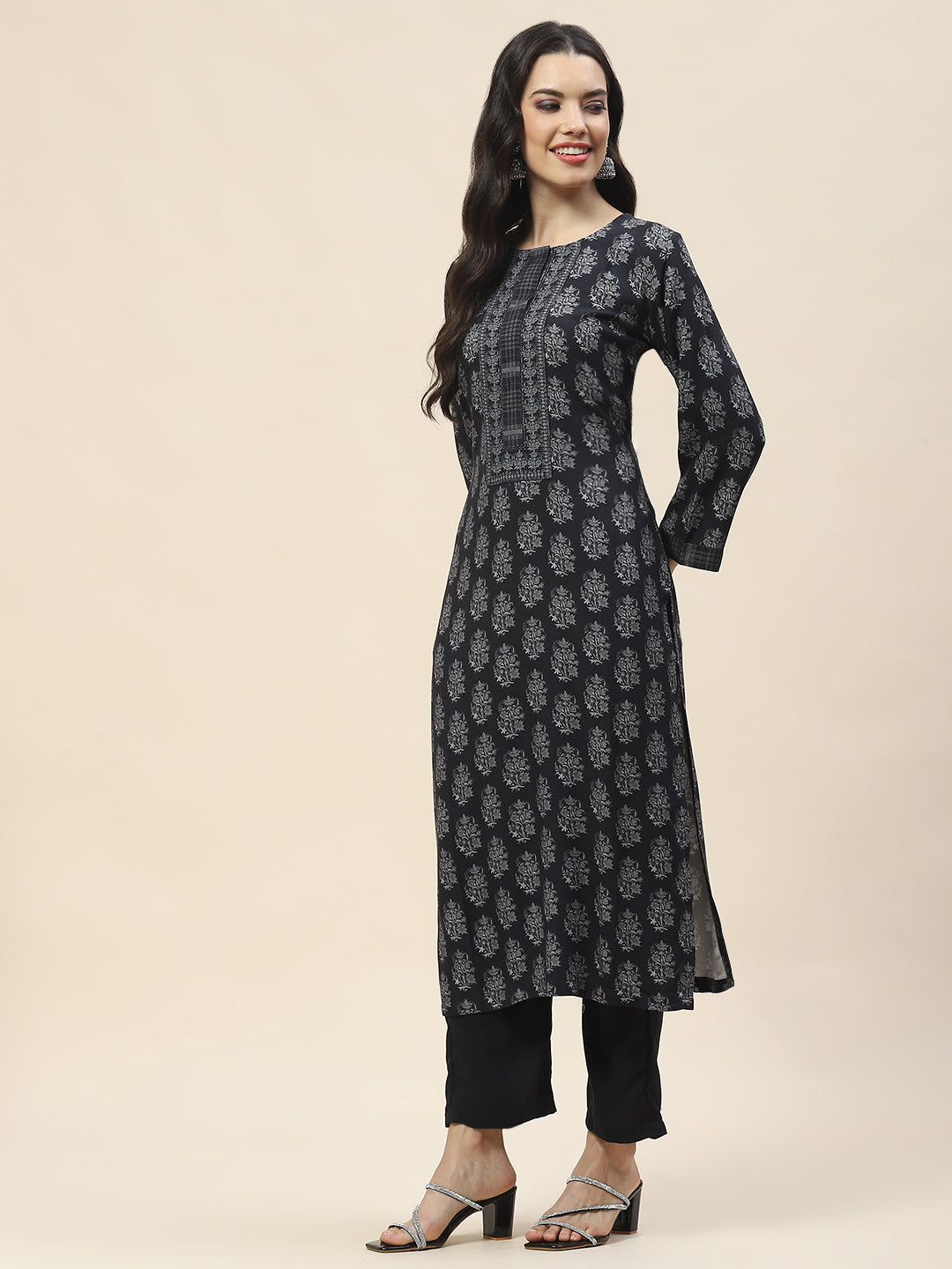 Printed Pashima Kurta With Pants