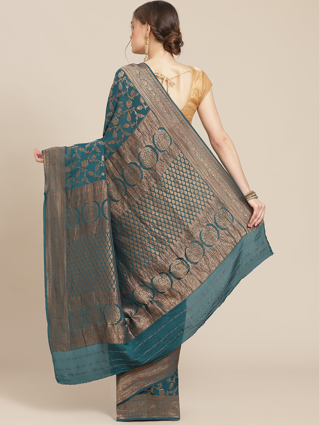 Zari Work Woven Crepe Saree