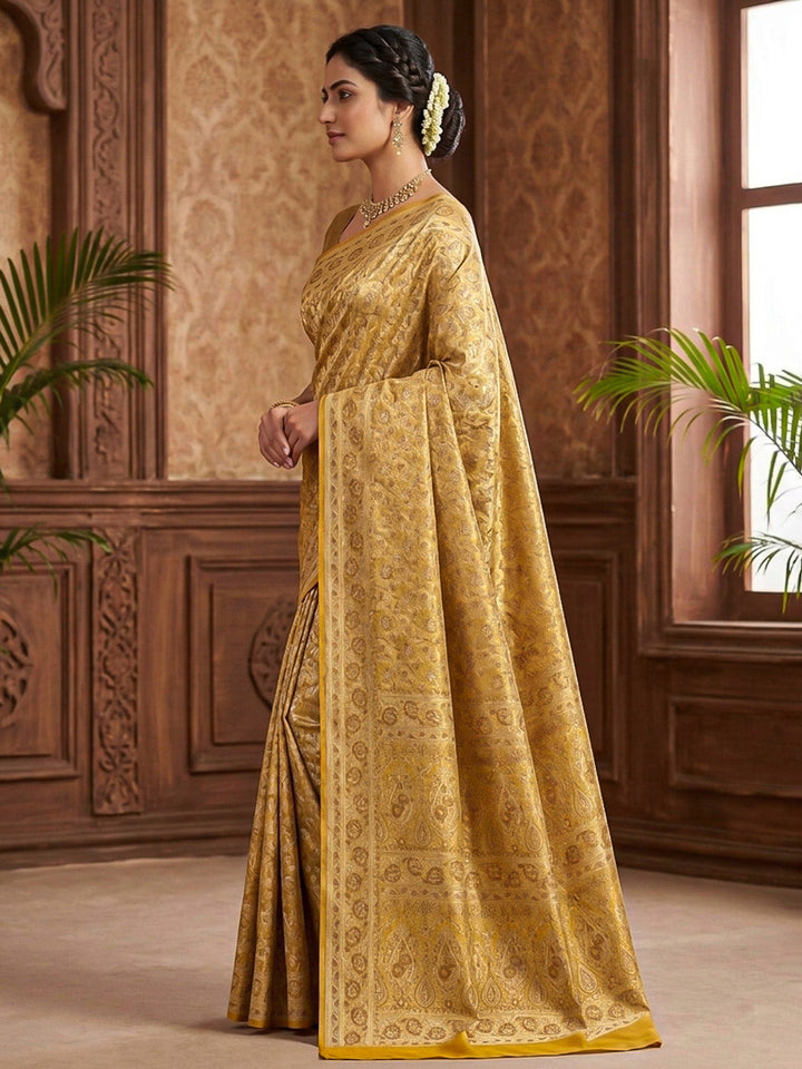 Mustard Woven Design Satan Resham Banarasi Saree